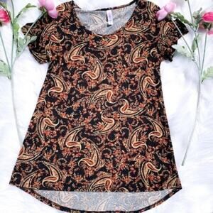 LulaRoe Small Brown Paisley Soft Perfect T shirt